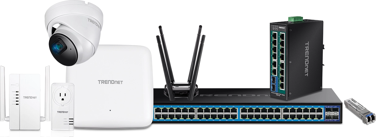 Wireless Access Point Devices, PoE Camera a router and Network Switches