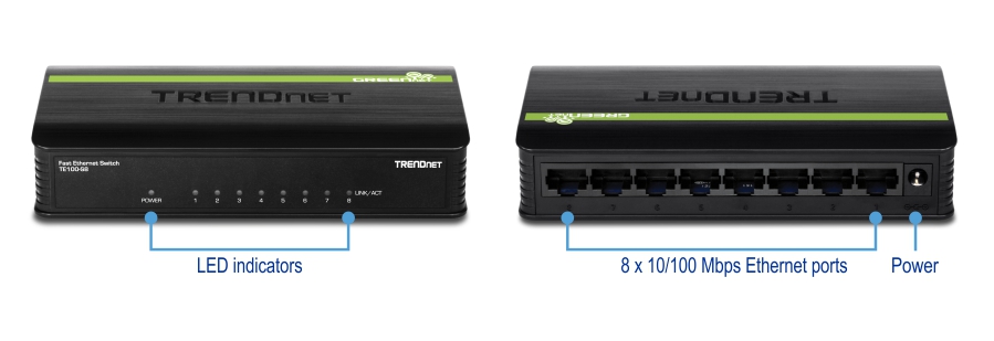 8 RJ-45 Port Ethernet Hub - TRENDnet TE-800plus
