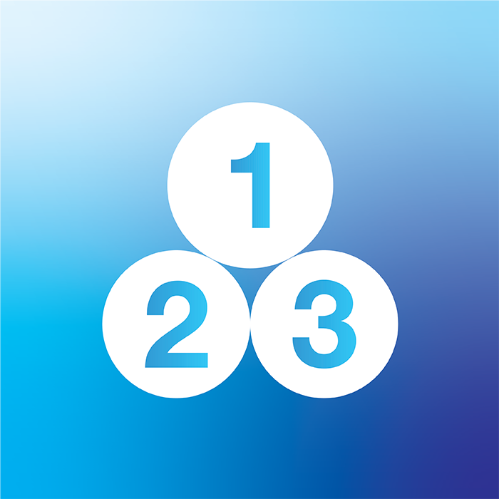 Tres círculos numerados (1, 2 y 3).