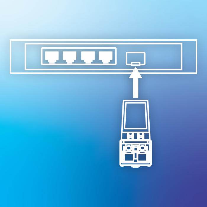 A diagram of a sfp module connecting into a network switch.