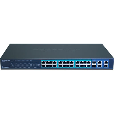 24-Port 10/100Mbps Web Smart PoE Switch with 4 Gigabit Ports and 2 Mini ...