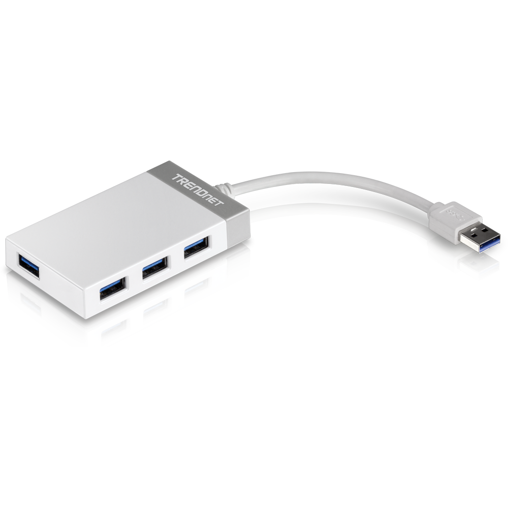 Mitzu® HUB USB 3.0 de 4 puertos entrada USB, plata