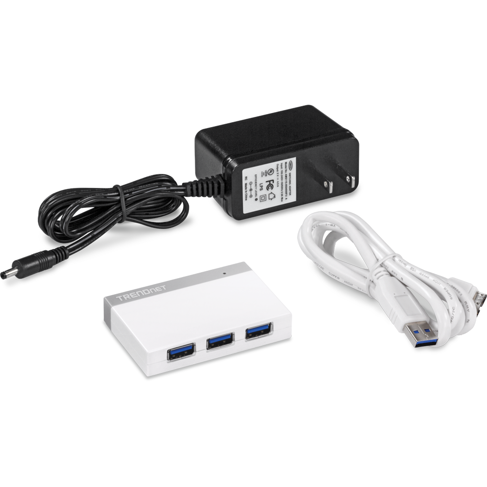Hub USB-C vers USB 3.0 à 4 ports avec alimentation électrique - TRENDnet  TUC-H4E2