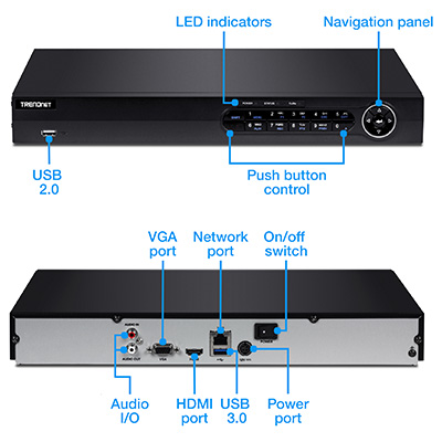 TV-NVR408, Trendnet Enregistreur vidéo réseau PoE+ HD autonome à 8 canaux  Fonctionnalités HDMI / RCA / RJ45 / VGA / USB